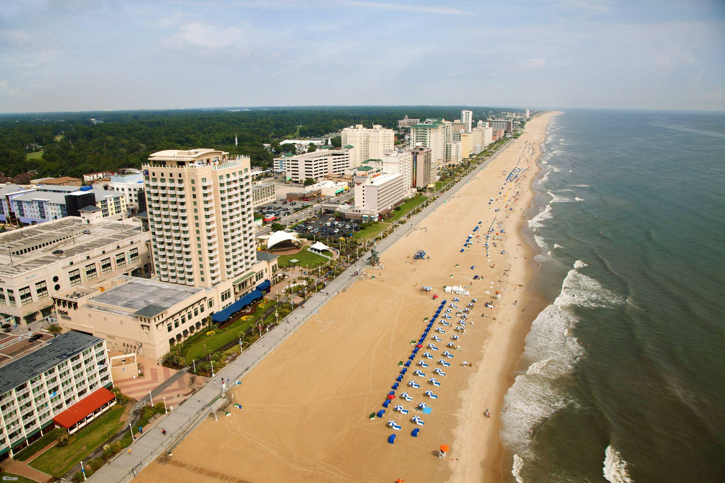 Vue aérienne de la plage de Virginia Beach